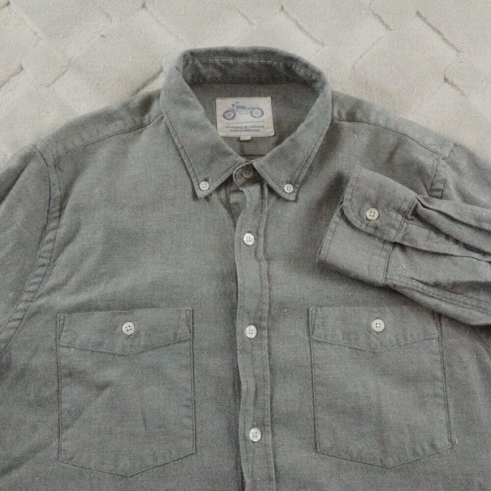 Mugsy Oxford Button Up Shirt Mens Large Smoke Grey
